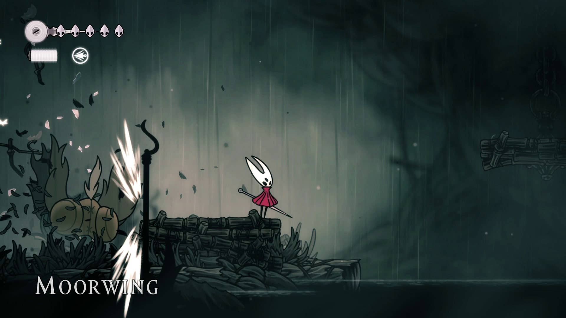 Hornet atrai com sucesso a Moorwing para se atumiar em Hollow Knight: Silksong