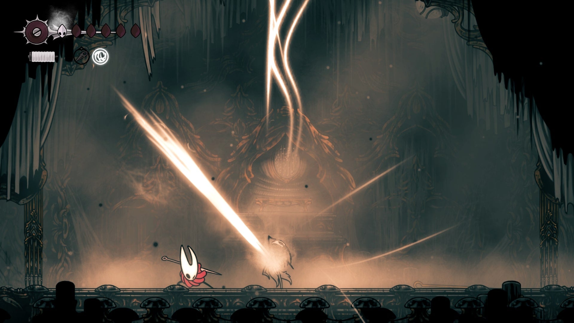 Hornet parries the Phantom boss in Hollow Knight: Silksong