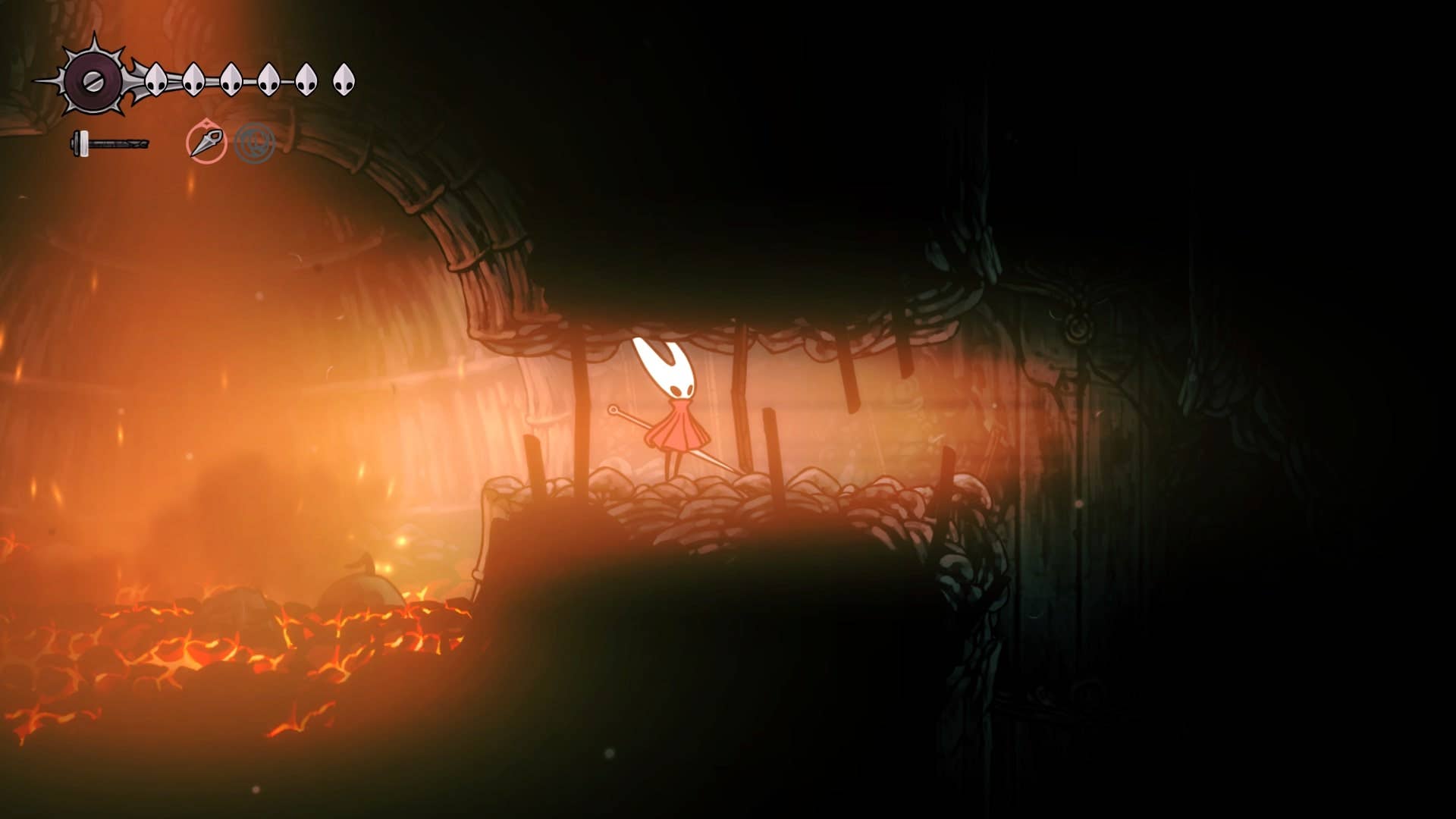 Hornet foge do forno em Whiteward in Hollow Knight: Silksong