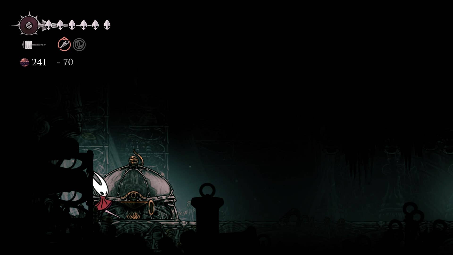Hornet recolhe o mapa branco em Hollow Knight: Silksong