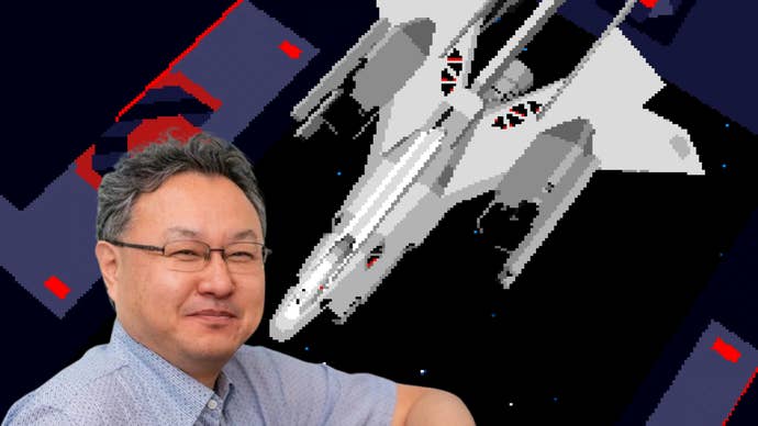 Screenshot of space shooter Silpheed with Shuhei Yoshida’s face