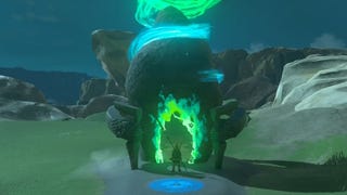 Link standing by the Sinakawak Shrine in The Legend of Zelda: Tears of the Kingdom.
