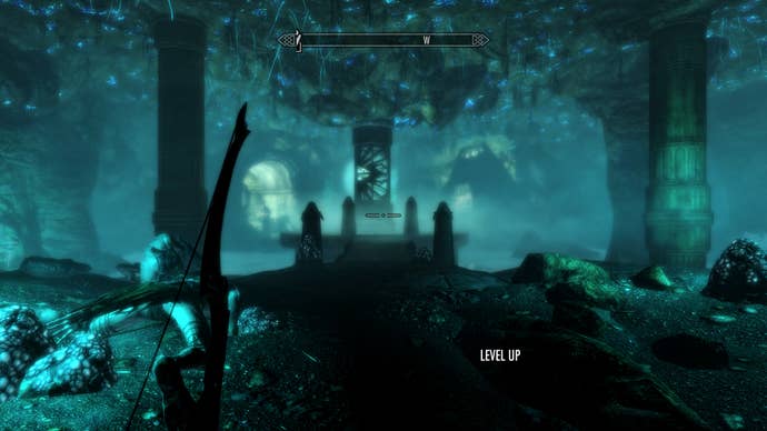 A watery cave in Elder Scrolls V: Skyrim.