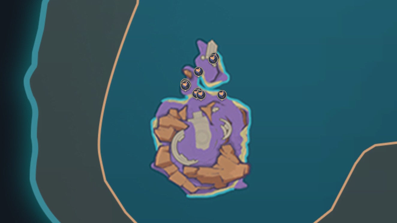 Map view of Skysplit Gembloom locations in Genshin Impact.