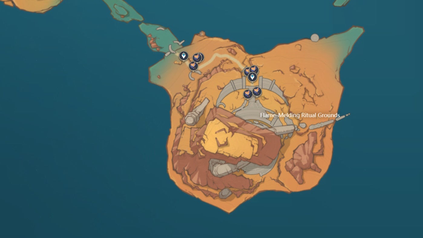 Map view of Skysplit Gembloom locations in Genshin Impact.