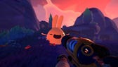A Cotton Gordo Slime, blocking a cave, is shown in Slime Rancher 2