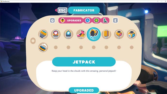 The Jetpack upgrade at the Fabricator, in the Slime Rancher 2 Science Lab