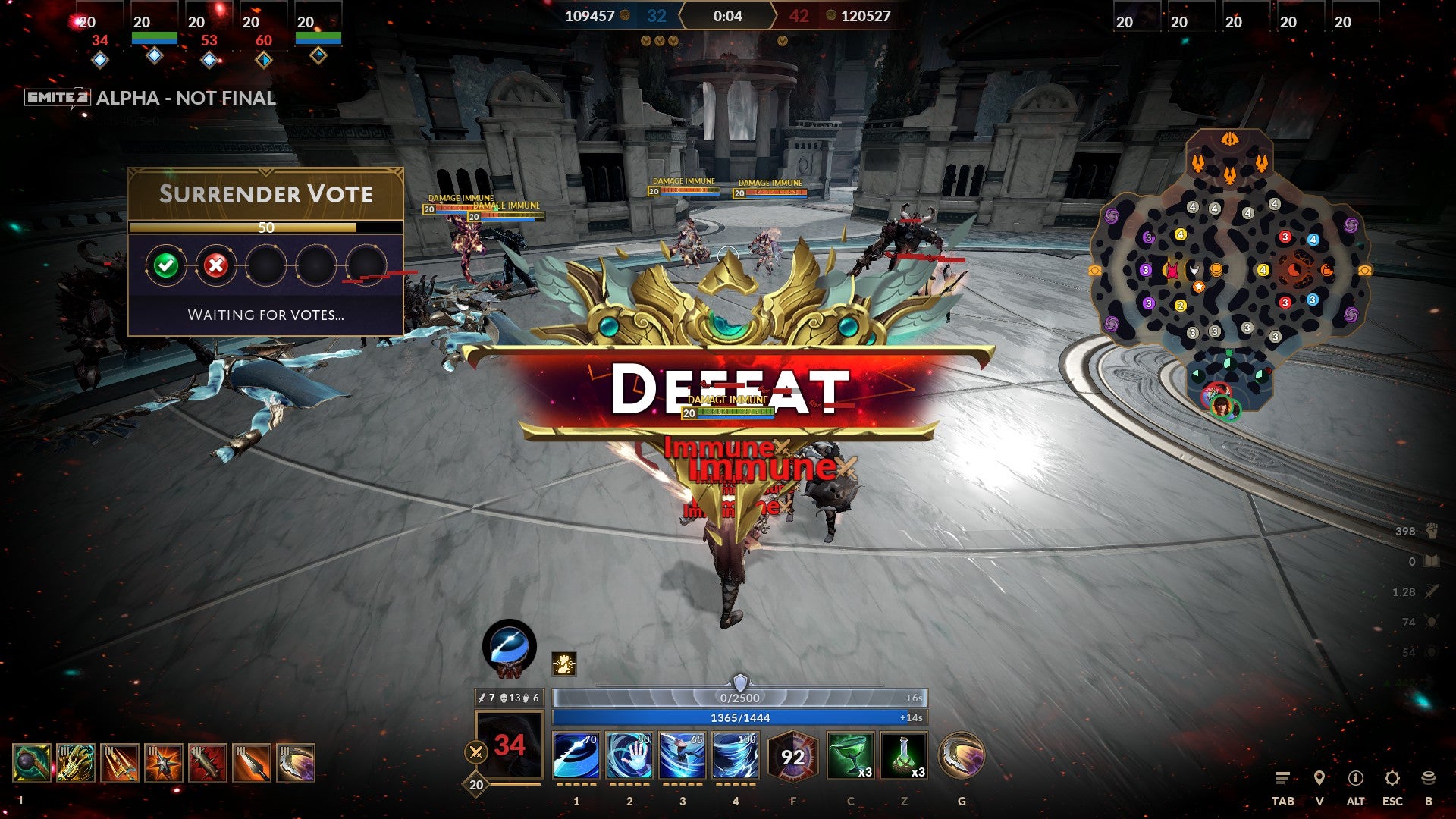 The defeat screen in Smite 2. - 1
