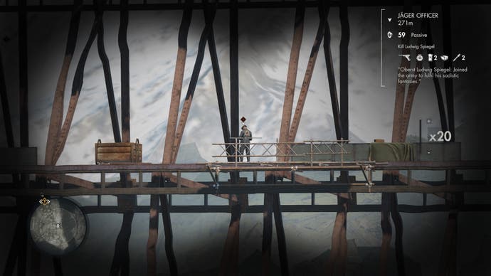 In the sniper elite resistance, Harry's binocular telescope watch can be used to investigate forward, mark your enemy and get more information. Somehow, Harry's BINOCS told him that the heart rate of this shoulder was 59bps and was an official of Jeer. He only has 271 million.