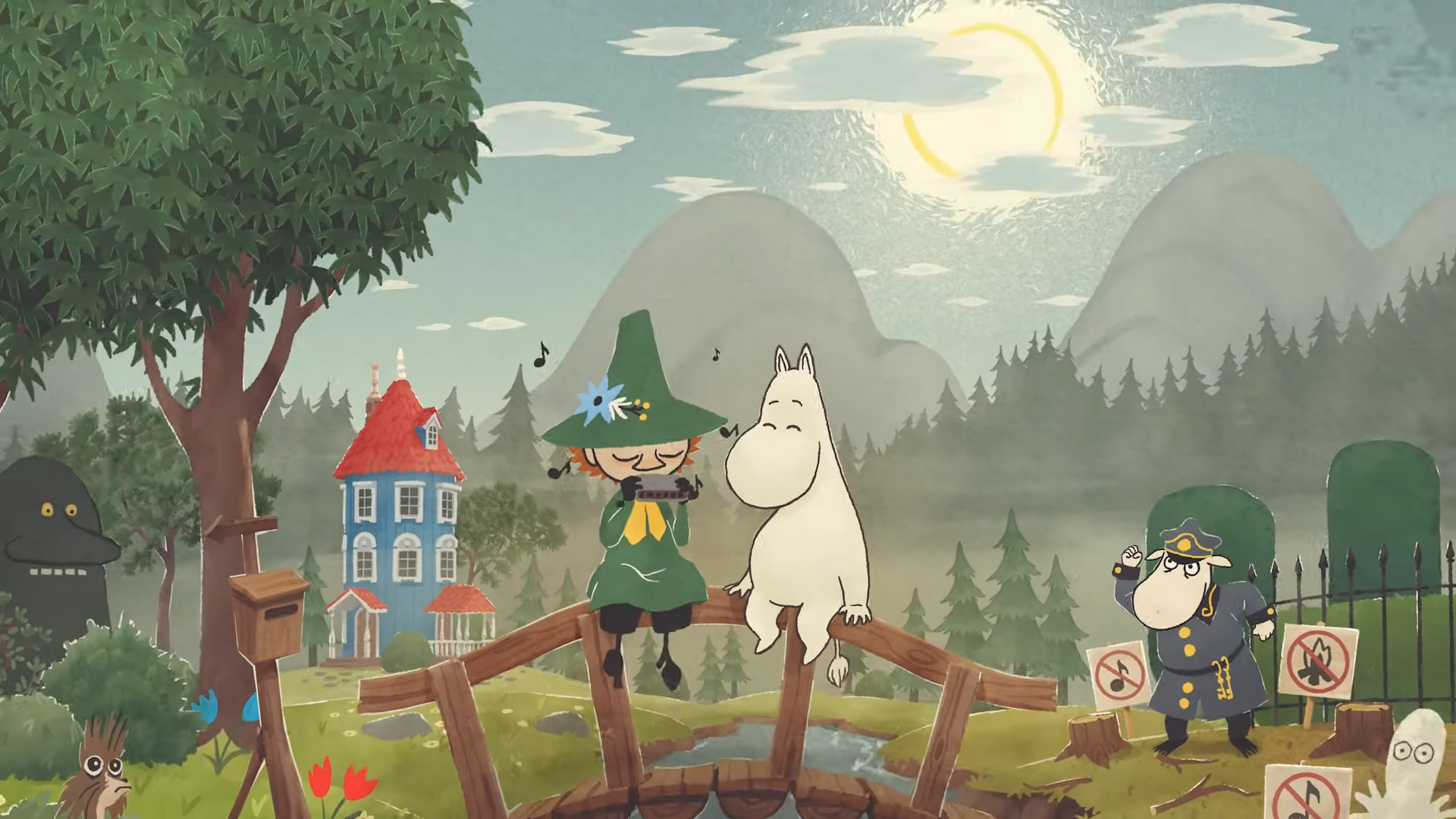 ❤️Moomin - Snufkin Cel. ムーミン セル画 Moomin Production Cel セル画 – Moomin Troll, Snufkin & Sniff