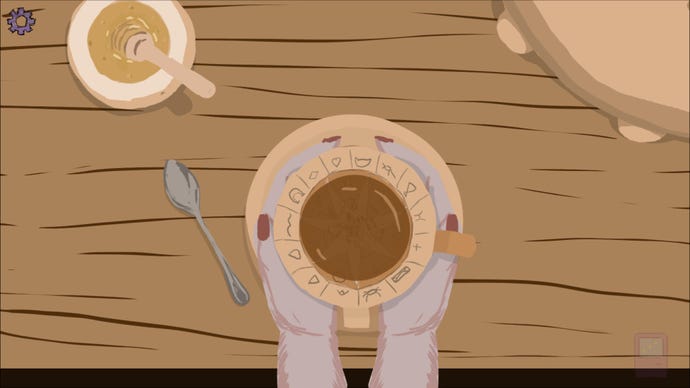 A So May It Be screenshot of a top-down view of a cup of tea