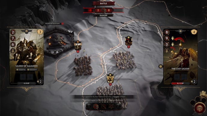 Two legion armies fight each other in Solium Infernum