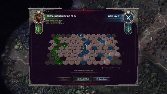 The battle placement screen in Songs of Conquest.