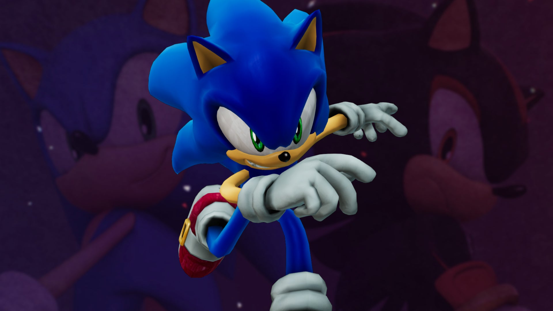 Sonic 06 model over a blurred background of Shadow and Sonic from Generations X. - 1