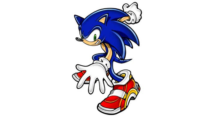 Character art of Sonic the blue hedgehog from Sonic Adventure 2
