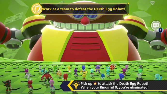 Sonic Rumble screenshot showing players facing up to the Death Egg Robot