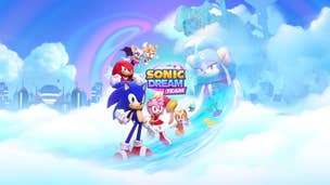 Key artwork for Sonic Dream Team, featuring Sonic, Knuckles, Tails, Amy, Rouge the Bat, Cream the Rabbit, and Ariem