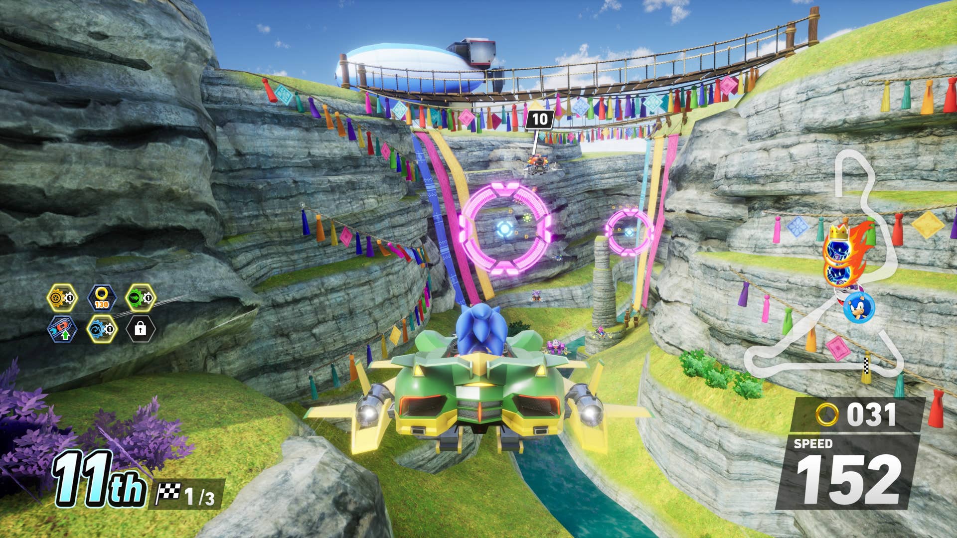 Sonic Racing: CrossWorlds showing characters from the Sonic series racing