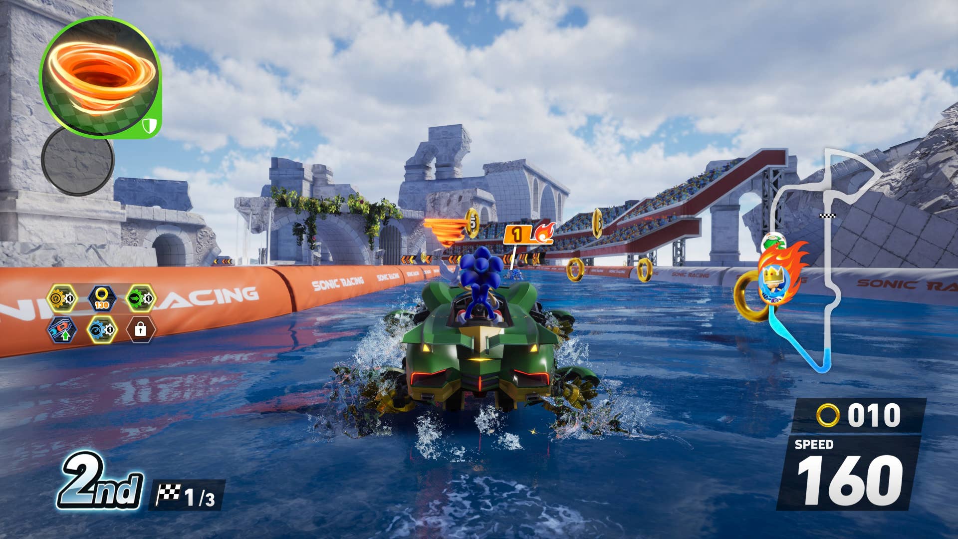 Sonic Racing: CrossWorlds showing characters from the Sonic series racing