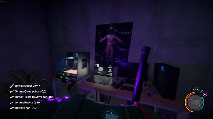 The player looks at a 3D Printer in Sons of the Forest