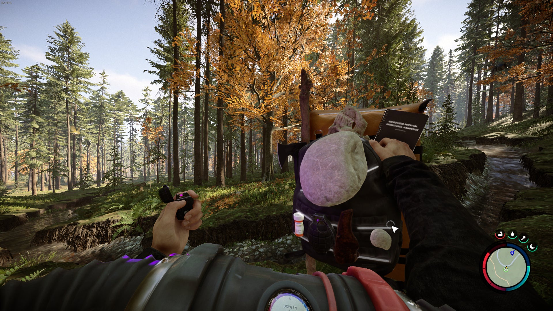 The player uses and looks at their quick inventory in Sons of the Forest - 5