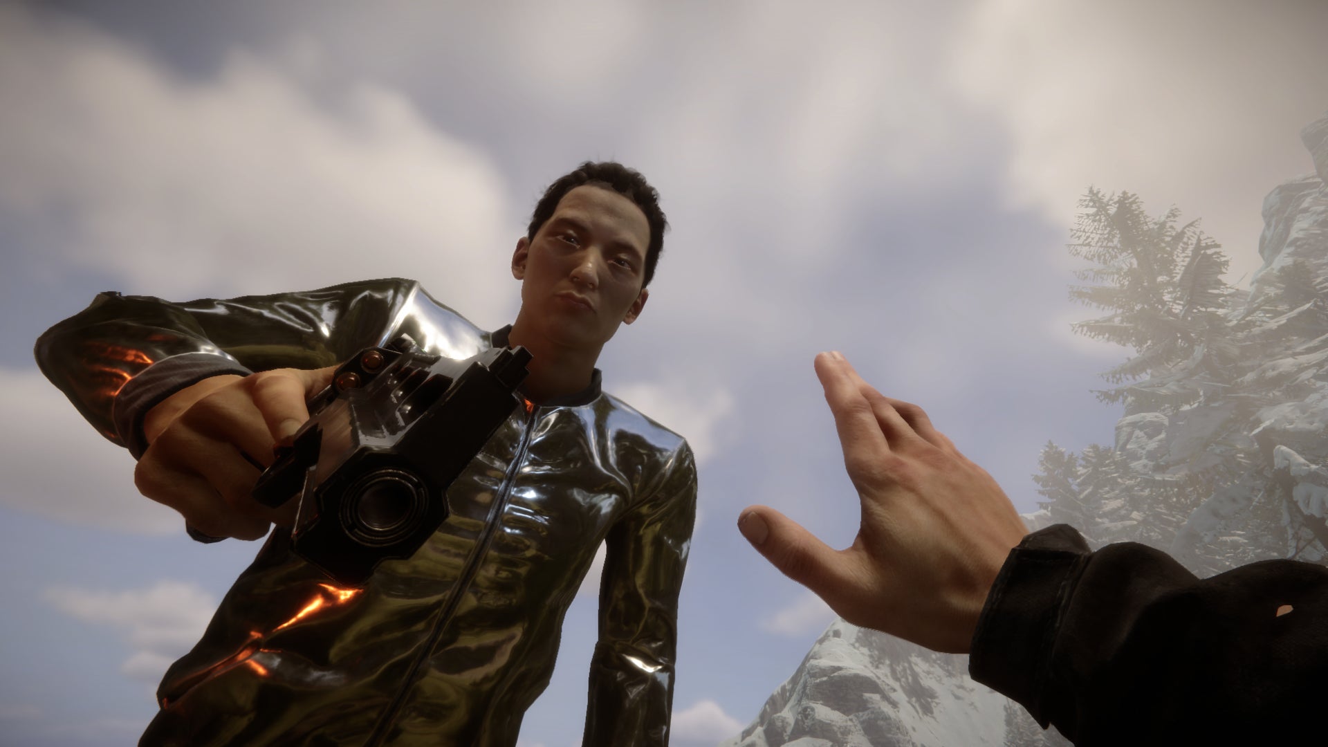 Sons of the Forest 1.0 baddie Jianyu Zhang points his revolver in your face. - 1