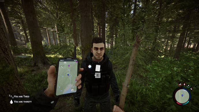 The player looks at Kelvin in Sons of the Forest
