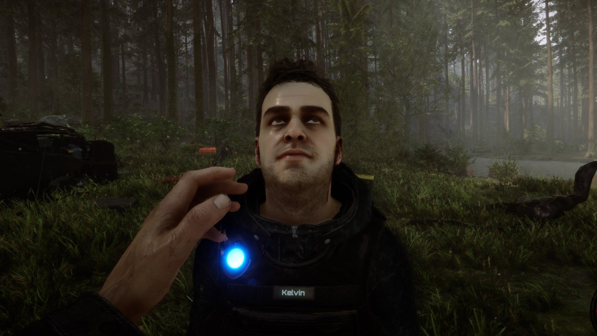 The player waves at Kelvin as he stands dazed in Sons of the Forest. - 1