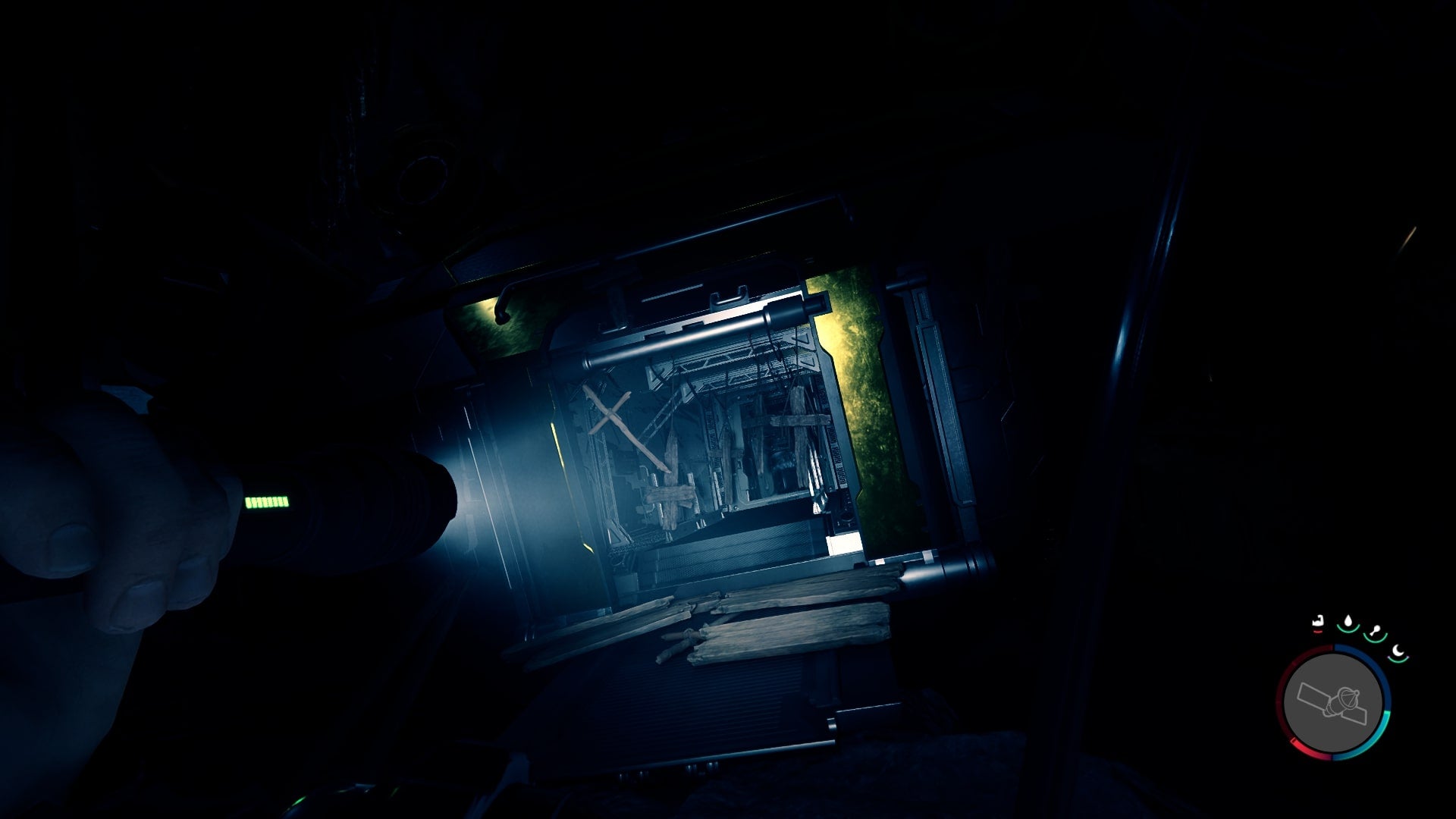 The entrance to a crashed aircraft inside of a cave is shown in Sons of the Forest - 6