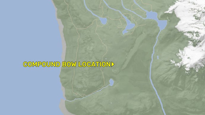 A map denoting the location of the Compound Bow in Sons Of The Forest.