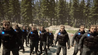 Sons of the Forest screenshot showing a whole army of Kelvins.