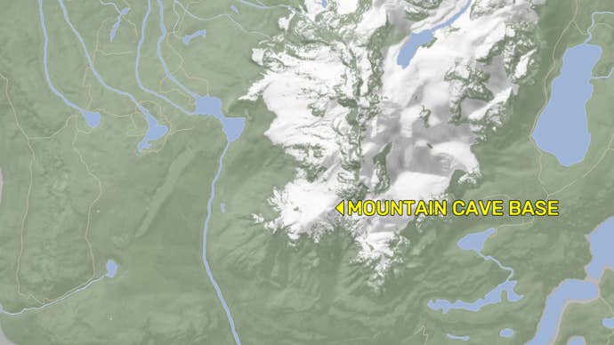 A map denoting the location of a mountain cave base location in Sons Of The Forest.