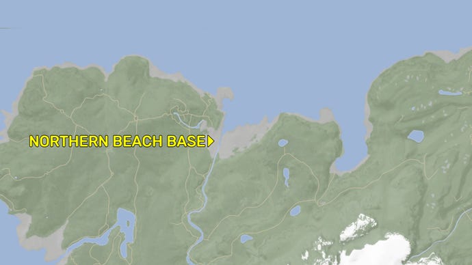 A map denoting the location of a beach base location in Sons Of The Forest.