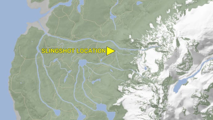 A map denoting the location of the Slingshot in Sons Of The Forest.