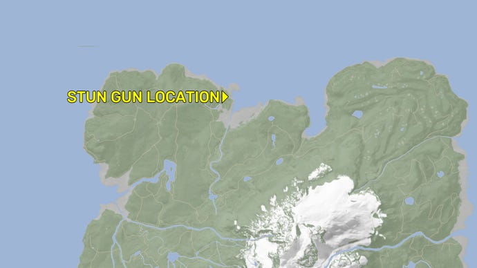 A map denoting the location of the Stun Gun in Sons Of The Forest.