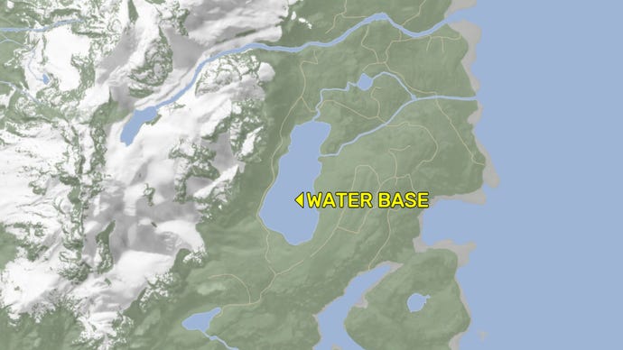 A map denoting the location of a water base location in Sons Of The Forest.