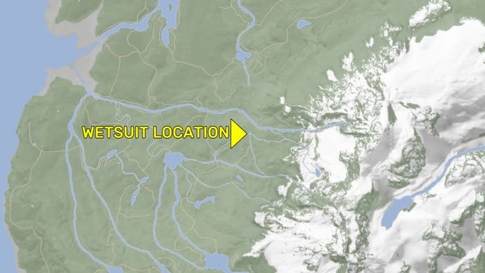 Sons of the Forest map denoting the Wetsuit location.