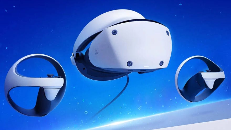 The Sony PS VR2 VR headset and controllers.