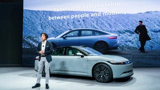 Sony's Afeela EV driven on stage during CES 2024