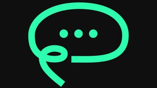 Speechless logo of green speech bubble on black background