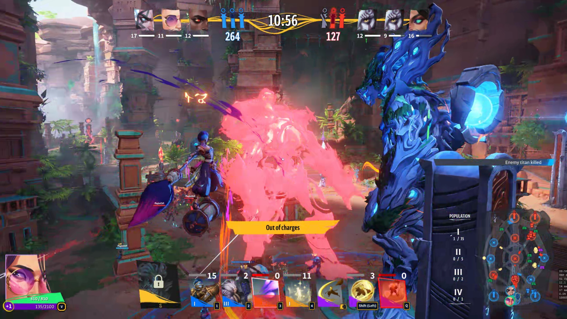 A friendly Titan defeats an enemy Titan in Spellcasters Chronicles.