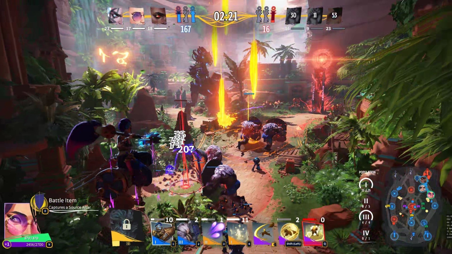 An army of summoned creatures march down a lane in Spellcasters Chronicles. - 6