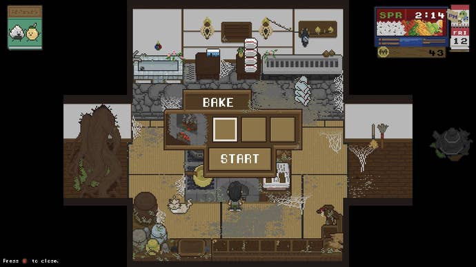The player goes to bake using the bathhouse kitchen in Spirittea