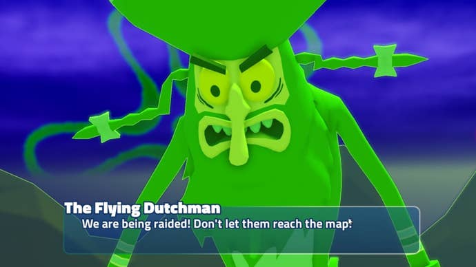 The Flying Dutchman informs the player that his ship is being raided in a cutscene in Roblox’s SpongeBob Tower Defense The Hunt quest