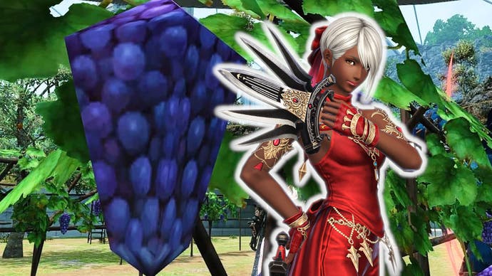 Vom Witz zum Merch: Square Enix verschenkt Low-Polygon-Trauben auf dem Final Fantasy 14 Fan Festival.