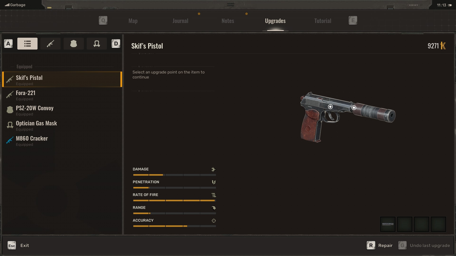 The player repairs their weapons with a technician in Stalker 2 - 4