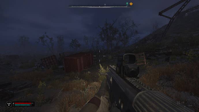 The player faces a glass shards anomaly in Stalker 2