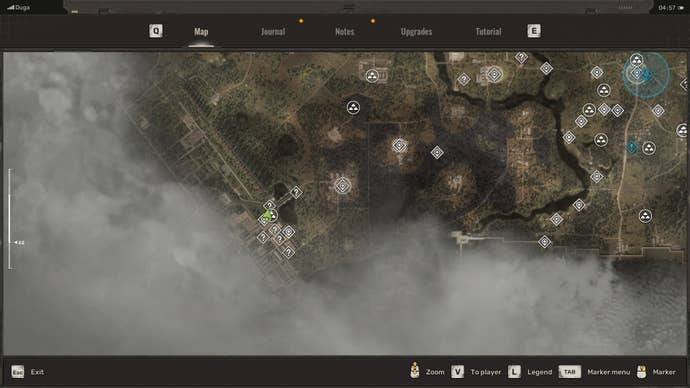 The location of the Arms Depot in Stalker 2’s Duga region is shown on the map