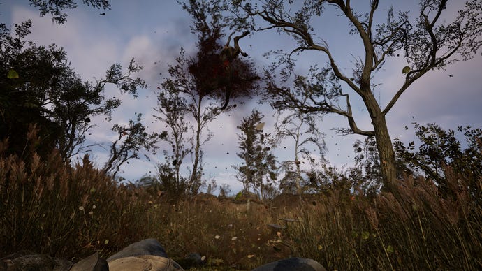 A dog is torn apart by an anomaly in STALKER 2: Heart of Chornobyl.