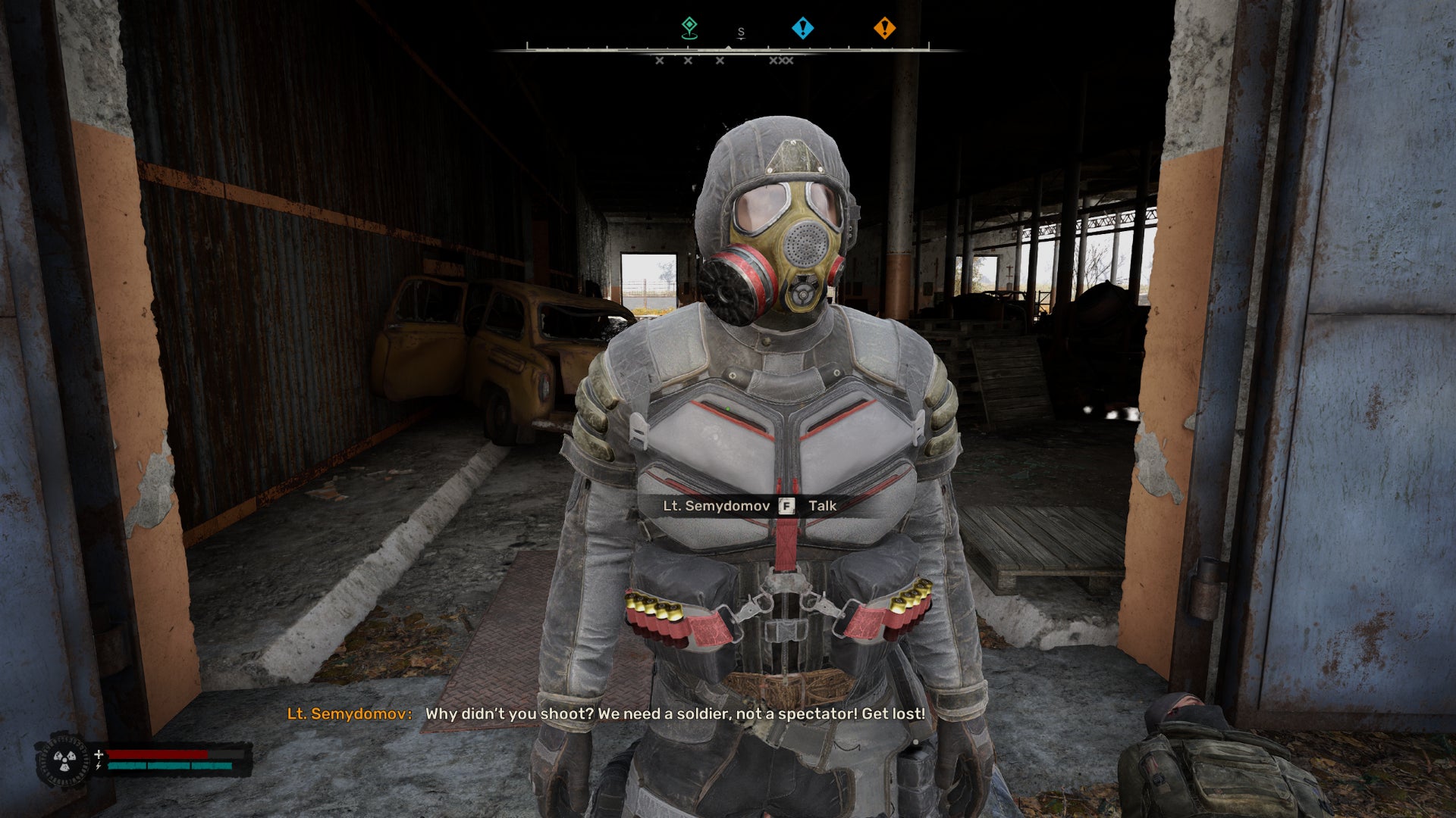 A Duty lieutenant tells Skif to get lost in STALKER 2: Heart of Chornobyl. - 7